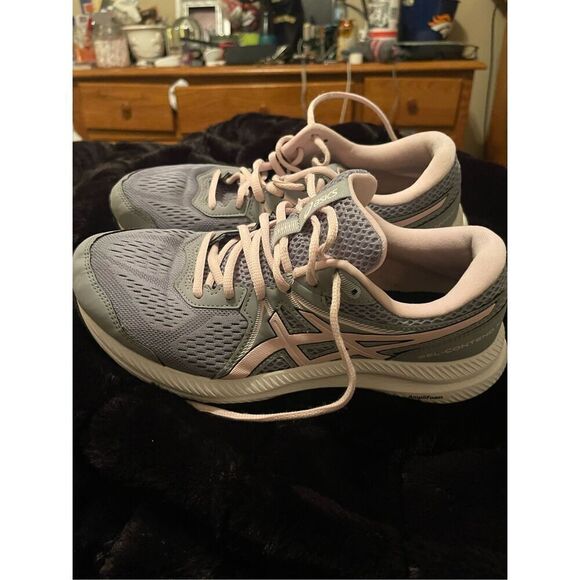 ASICS Women's Pink & Gray Lace-Up Gel Contend 7 Running Shoes Size 9.5 - Picture 10 of 15